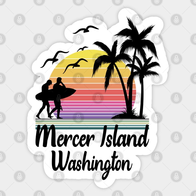 Mercer Island Washington Seaside Retro Sunset Sticker by HomeSpirit